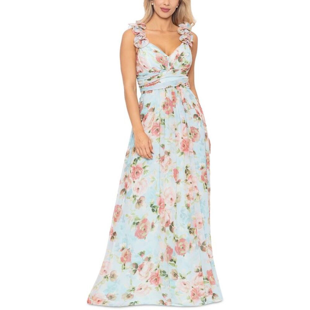 Betsy & Adam Blue Sleeveless Gown for Weddings